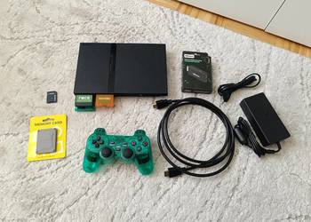 Konsola Sony PlayStation 2 Slim, SCPH-77004, PS2, FMCB, MX4SIO, 64GB, pad