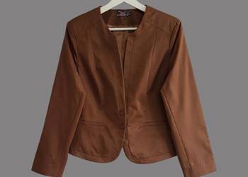Damski elegancki brązowy żakiet z długim rękawem Top Trendy 42/XL