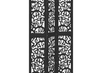 Parawan pokojowy 3-panelowy czarny lite drewno paulowni WM-358752