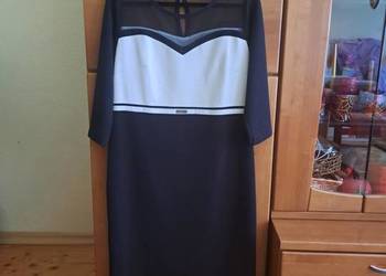 Nowa, elegancka sukienka czarno-ecru, rozm.: 44/XXL