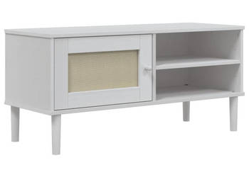 Szafka TV SENJA z plecionką biała 106x40x49 cm sosnowa WM-358041