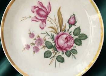 Schuman Azberg*Bawaria*Różowy Kwiat*Złote obrzeże*Patera Ozdobna*Vintage