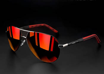 OKULARY PRZECIWSŁONECZNE. POLARYZACYJNE ᴴᴰ ORANGE/RED. AVIATOR. PILOTKI.