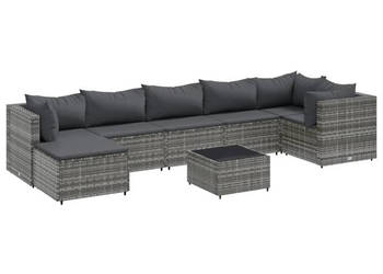8-cz. zestaw wypoczynkowy do ogrodu poduszki rattan PE szary WM-3308234