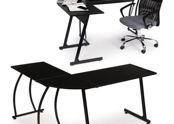 Biurko narożne gamingowe biurowe LOFT szkolny stół czarny