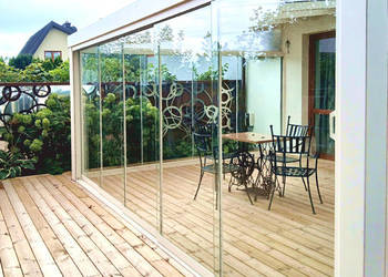 Ścianki szklane Drzwi Szyby przesuwne na taras balkon do altany 3 tory