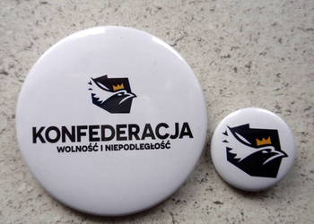 Przypinka znaczek zapinany na agrafkę. Konfederacja