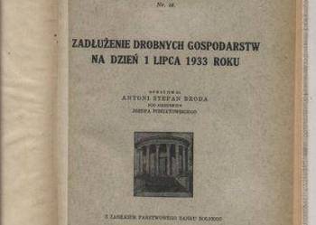 Zadłużenie drobnych gospodarstw na dzień 1 lipca 1933 roku