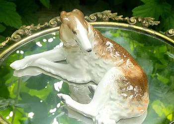 Łomonosow LFZ pies BORZOJ Chart rosyjski figurka porcelanowa