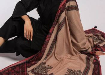Duża chusta szal dupatta beż wzór geo bawełna orient hidżab hijab turban pa