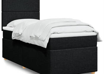 Łóżko kontynentalne z materacem czarne tkanina 80x200 cm WM-3291102