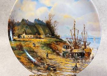TIRSCHENREUTH PORCELANOWY KOLEKCJONERSKI TALERZ - RYBACY NA TERPIE - FELDKA