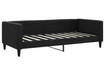 Sofa z funkcją spania czarna obita tkaniną 90x190 cm WM-353995
