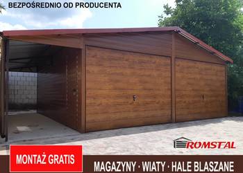 Garaż Blaszany w IMITACJI DREWNA - DREWNOPODOBNY | Garaże  - ROMSTAL*
