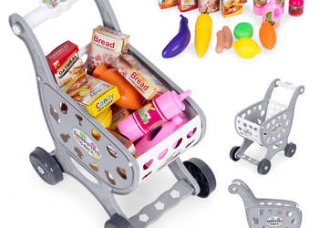 Wózek na zakupy sklepowy do supermarketu kuchni 18 akcesoriów szary