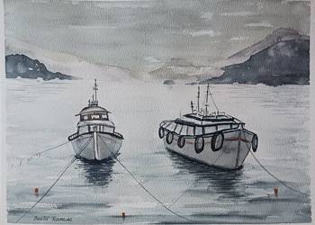 Akwarela Akwarelka Obraz pt. Fiordy 31 x 23 cm
