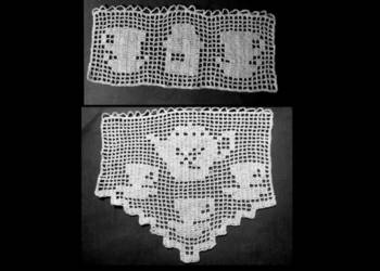 Firanka szydełkowa zazdrostka 2 szt. ok. 46x42+ 47x20 cm