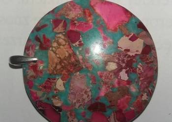 wisiorek wisior 4 cm jaspis naturalny turkus srebro 925
