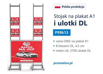 Ścianka reklamowa na plakat A1 oraz 8 ulotek DL do sklepu, salonu, urzędu
