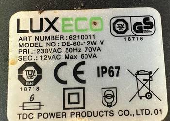 LUXECO zasilacz sterownik  12V 60W plus lampy LED transformator LUX ECO