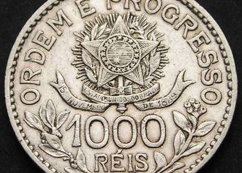BRAZYLIA 1000 REIS 1913 - SREBRO