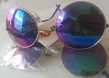 Okulary przeciwsłoneczne NEVE Okrągłe Lenonki niebieskie NOWE