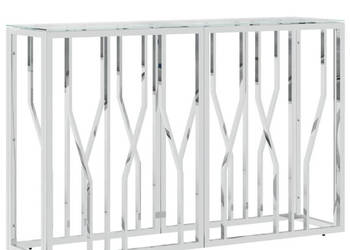 Stolik konsolowy 110x30x70 cm stal nierdzewna i szkło WM-350025