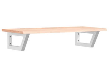 Półka ścienna pod umywalkę stal i lite drewno dębowe WM-3302546