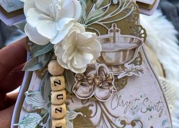 Kartka okolicznościowa na Chrzest sukienka handmade