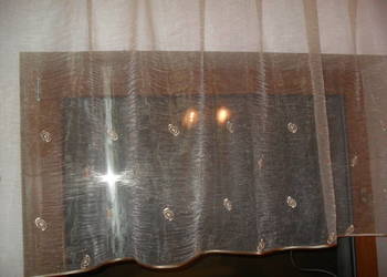 firanka krótka 130 x380 cm.,gotowa ,organtyna, beż