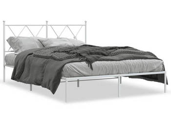 Łóżko Metalowe Białe Rama Łóżka Ze Stelażem Biała 135x190 cm WM-376550