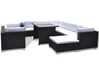 10-cz. zestaw mebli do ogrodu poduszki rattan PE czarny WM-41878