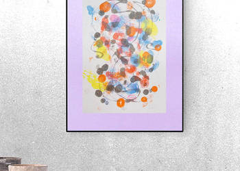 abstrakcja malowana ręcznie, boho dekoracja na ścianę 30x40