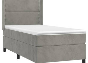 Łóżko kontynentalne z materacem i LED szare aksamit 90x190 cm WM-3139475