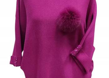 SWETER gruby cieply , GOLF, POMPON, RÓŻ 140 biust