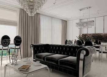 Sofa glamour chesterfield czarna na srebrnych nogach