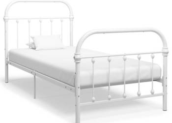 Łóżko Metalowe Białe Rama Łóżka Ze Stelażem Biała 90 x 200 cm WM-284492