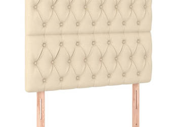 Zagłówek do łóżka z LED kremowy 100x7x118/128 cm tkanina WM-3122755