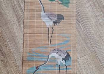 Mata bambusowa vintage bociany i miłorząb orient