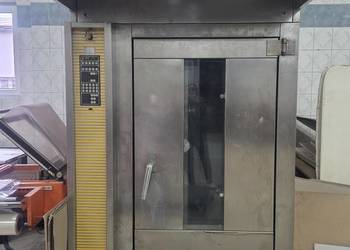 Piec piekarniczy wózkowy, obrotowy Miwe ROLL + komin + wózki z blachami