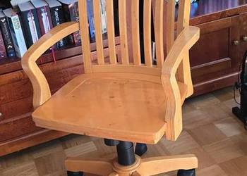 Stylowy Drewniany Fotel Gabinetowy typu „Bankier” | Vintage | Regulowany