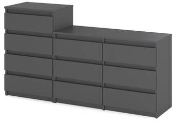 Komoda 10 Szuflad Pojemna Szafka Rtv 160cm Nowoczesna Loft Salon Szary Mat