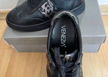 Buty damskie sneakersy 37 Venezia czarne ze srebrnym skóra naturalna