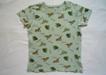 Sinsay 116/122 Zielona Khaki koszulka w dinozaury