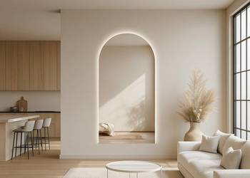 Lustro LUNARO LED półokrągłe nowoczesne dekoracyjne z podświetleniem