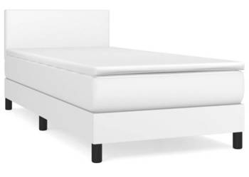 Łóżko kontynentalne z materacem białe ekoskóra 80x200 cm WM-3140970
