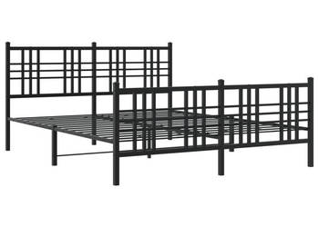 Metalowa rama łóżka z wezgłowiem i zanóżkiem czarna 150x200cm WM-376344