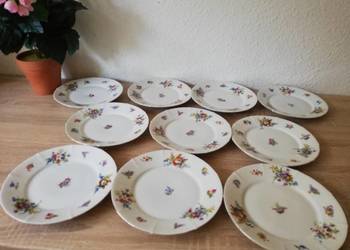 Talerze deserowe  w rozproszone kwiaty stara porcelana