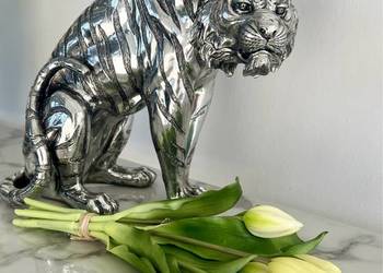 Srebrny tygrys duży figurka Premium puma gepard