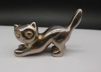 Vintage Figurka KOT Stojak na Pierścionki Mid-Century Metal
